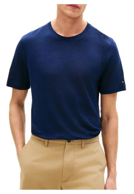 Мъжка тениска  DC LINEN TEE - Памук - Син - Син