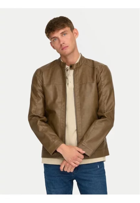 Мъжко яке - Jack & Jones - 511592 - Кафяво - Екокожа