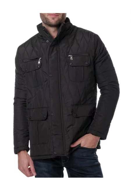 Мъжко яке  капитонирано - черно - 100% полиестер - без качулка - за сезон есен-зима -