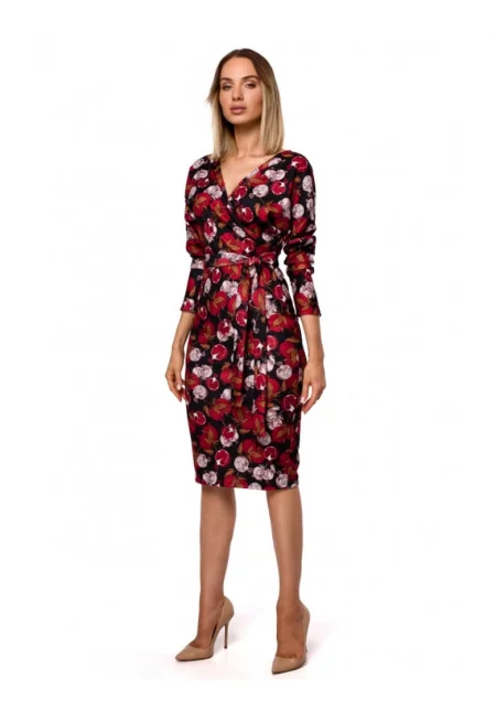 Миди рокля - Полиестер - Многоцветна