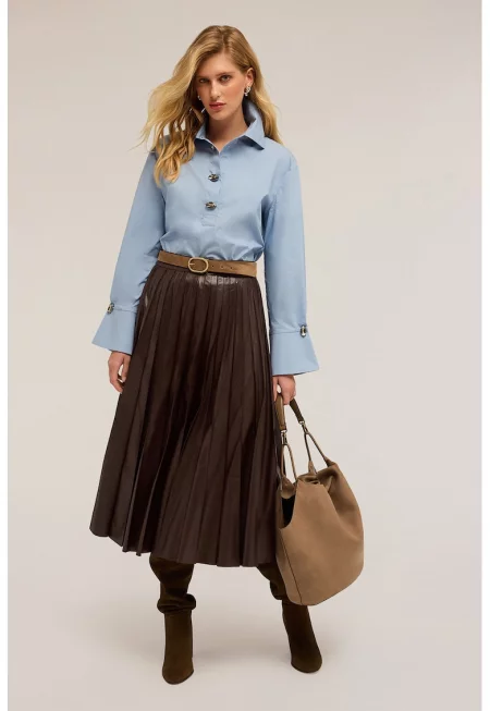 Памучна блуза с копчета тип бижу