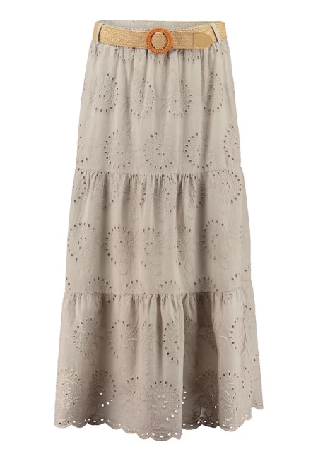 Пола с волани и бродерии - Бежов