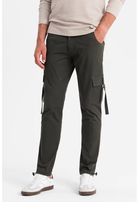 Прав панталон карго с регулируеми маншети - Tъмносив