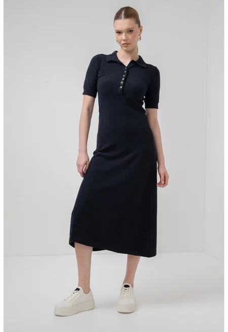 Права рокля Cesena с памук - Черен