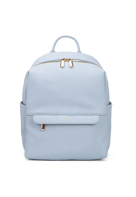 Раница от еко кожа с преден джоб - Светлосин