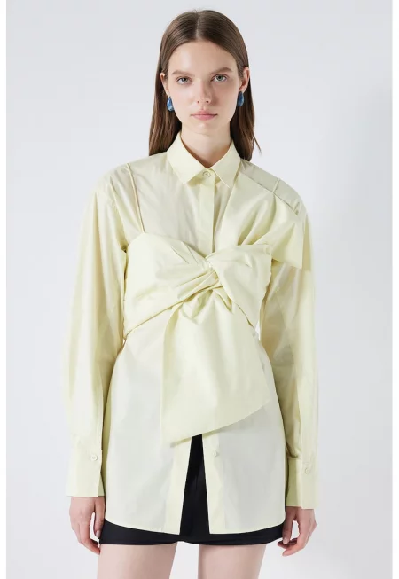 Риза с дизайн 2 в 1 - Бледожълт