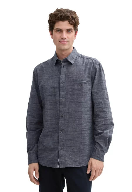 Риза с памук - Прашно синьо