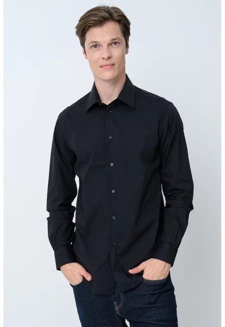 Риза с памук с класическа яка