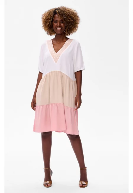 Рокля с цветни блокове и V-образно деколте Edin