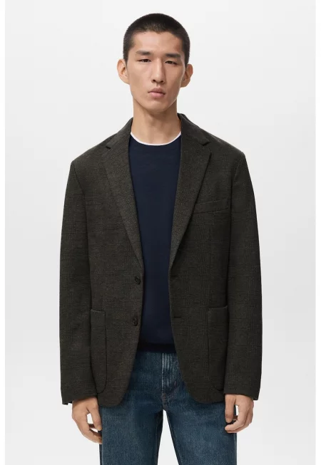 Сако с шарка на рибена кост и копчета - Антрацитно сиво