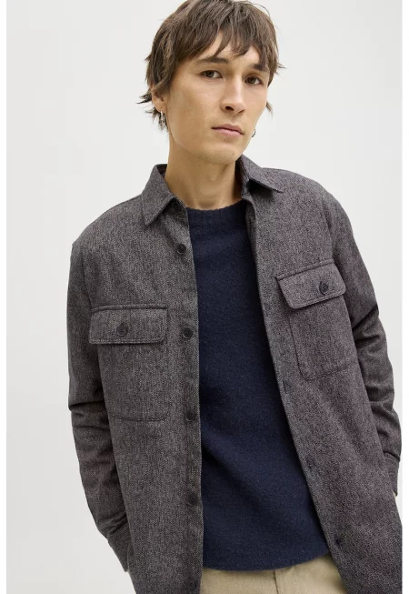 Шакет от органичен памук - Черен меланж