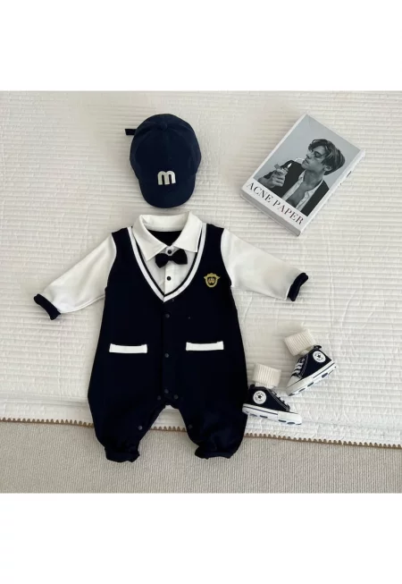 Син гащеризон с папийонка - за момче