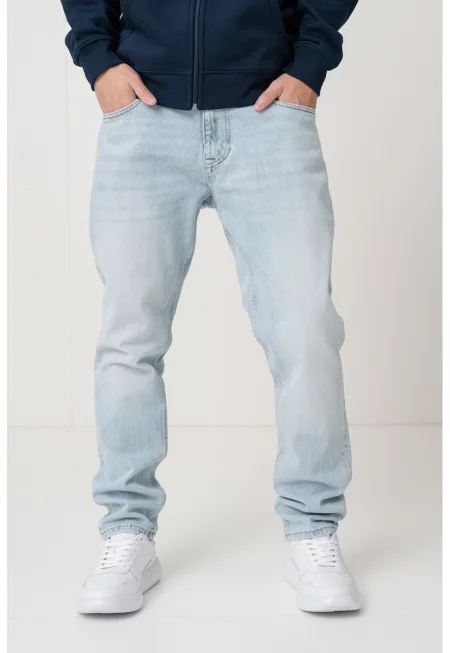 Слим дънки Scanton със захабен ефект - Ледено синьо