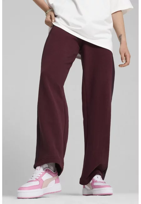 Спортен панталон с висока яка и лого - Тъмновиолетов