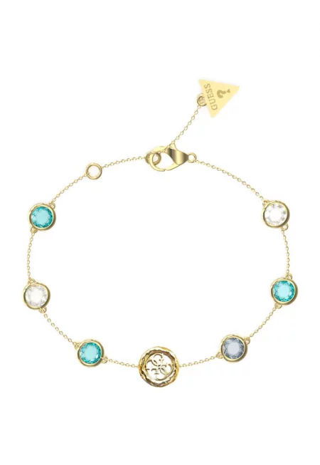 Стоманена гривна с кристали - Златист