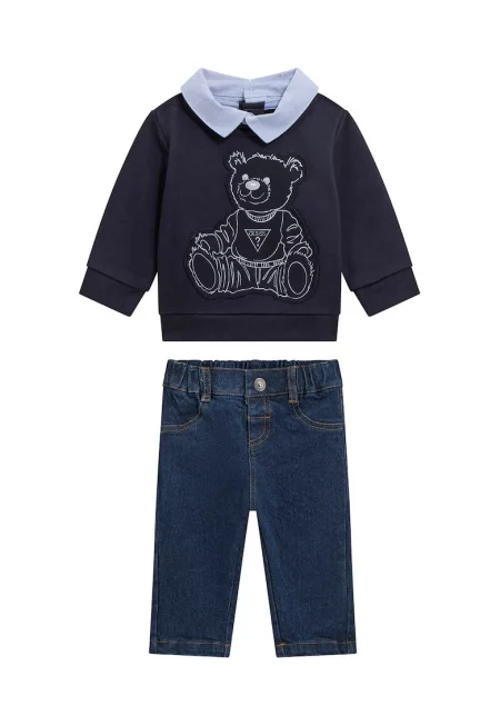 Суитшърт с апликации и дънки - 2 части