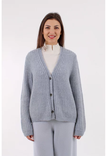 Свободна жилетка с копчета - Светлосин