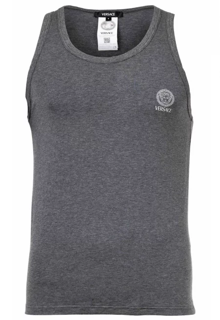 Танк топ с лого - Tъмносив