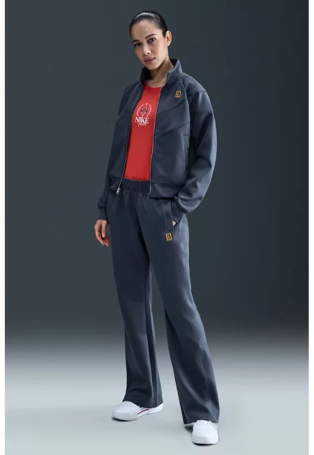 Тенис панталон със средновисока талия и лого - Въглен сиво