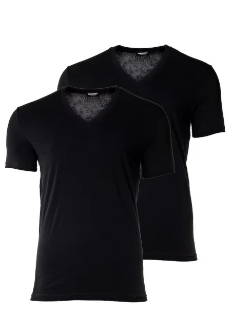 Тениска с шпиц - 2 броя - Черен