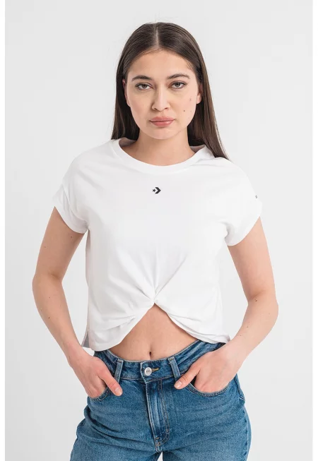 Тениска с възел отпред - Бял