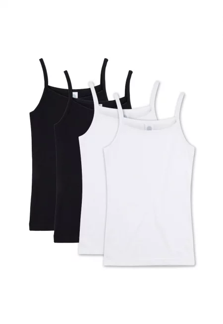 Топ с изчистен десен - 4 броя - Бял/Черен