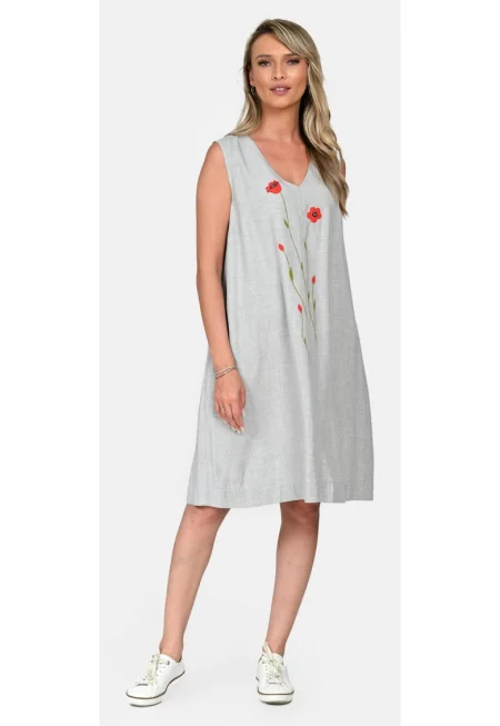 V341 Midi Dress With V Neckline