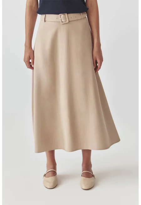 Веревна пола с тонален колан - Светло бежово