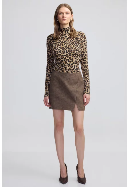 Застъпена къса пола - Черен/Кафяв