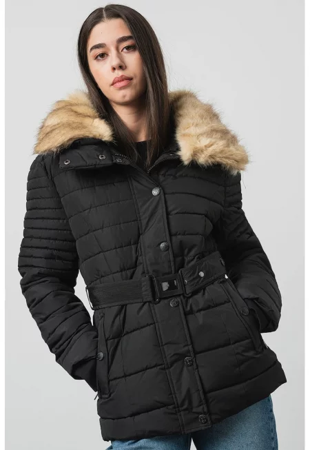 Зимно яке Bellenana с колан - Черен