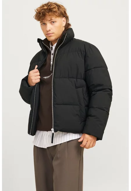 Зимно яке с джобове встрани - Черен