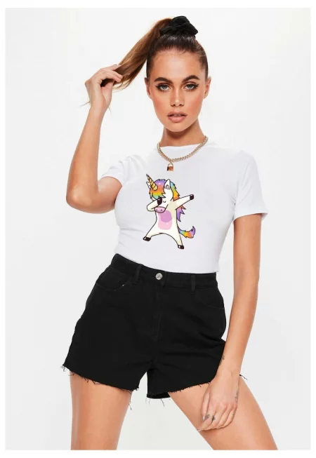 Бяла дамска тениска - Cool Unicorn