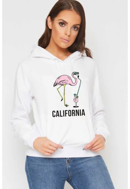Бяло дамско худи - Калифорния