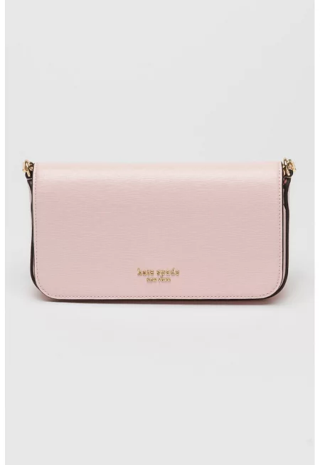 Чанта през рамо от кожа Devin Saffiano - Пастелнорозов