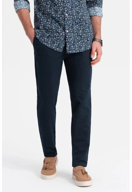 Чино панталон с релеф - Тъмносин