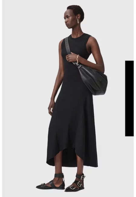 Дълга рокля Gia с органичен памук - Черен