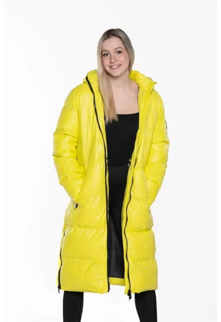 Дълго капитонирано зимно яке с качулка