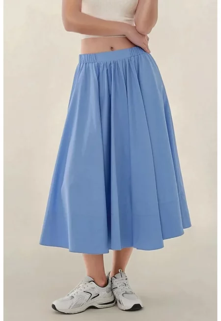 Дамска макси пола  текстил - син