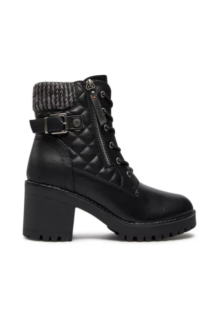 Дамски боти до глезена -  51525 - Екокожа - Черни