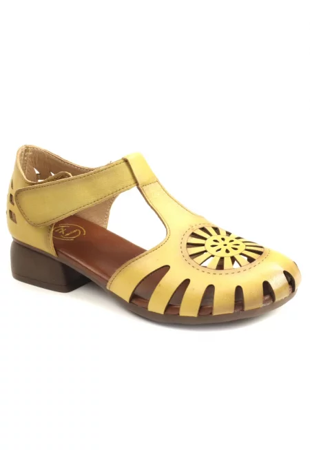 Дамски обувки с изрязани детайли 631 - Жълт