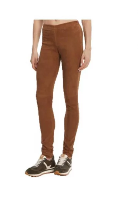 Дамски панталон -  естествена кожа - кафяв -