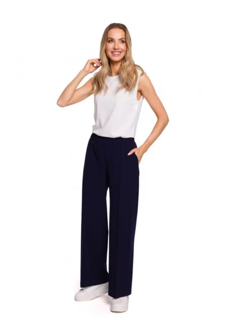 Дамски панталон -  Полиестер/Вискоза - Тъмно синьо