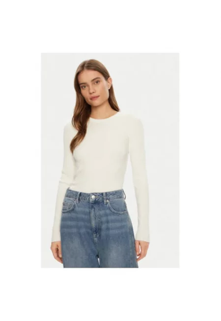 Дамски пуловер -  304703133 - Вискоза/Найлон - Бял - Бял