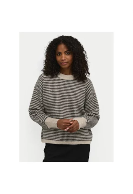 Дамски пуловер -  304751936 - Акрил/Рециклиран полиестер/Полиамид - Бежов - Бежов