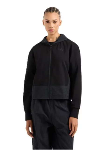 Дамски суичър с цип  W HOODIE FZ - полиестер - черен - Черен