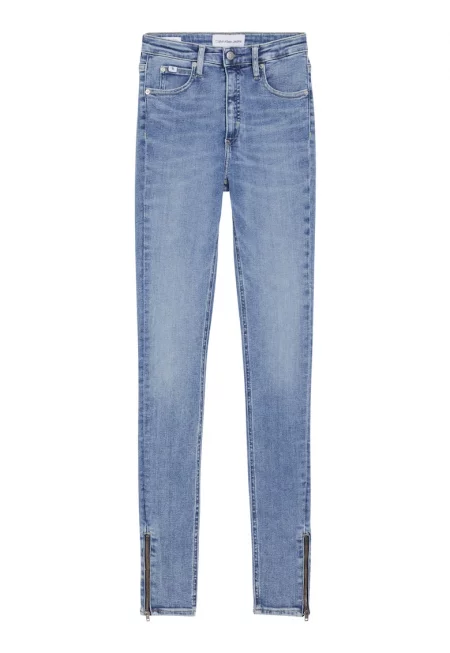 Дънки скини с цепки с цип на подгъва