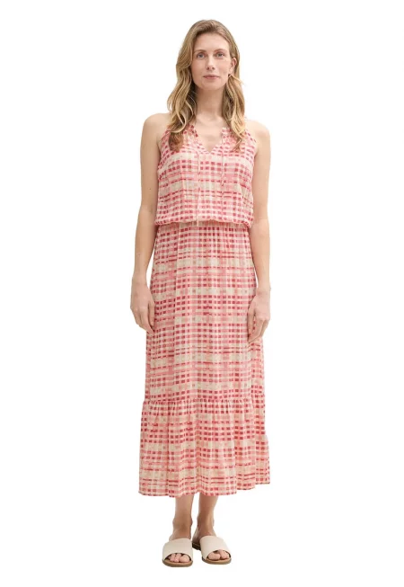 Десенирана рокля без ръкави TT0AP104595300000000 - Червен/Бял