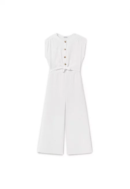 Детски гащеризон -  6865 20 - памук/полиестер - бял