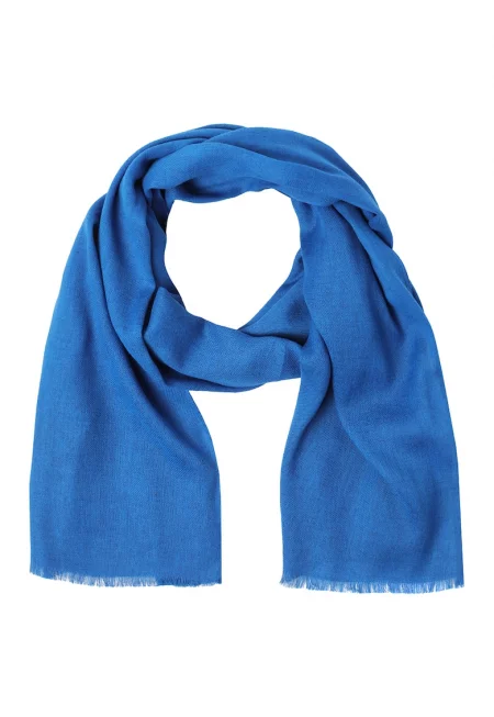 Едноцветен шал с памук - Кралско Синьо