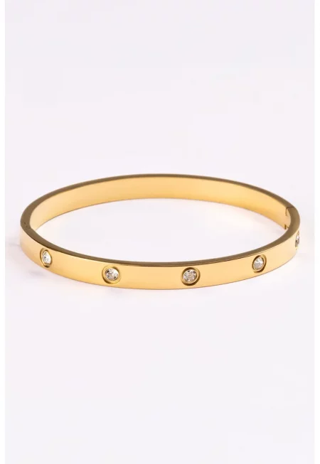 Гривна с 18K злато и кристали - Златист